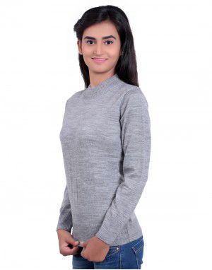 Girls Sweater Plain Grey Mix Colour